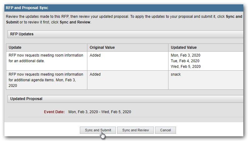 Updating a Proposal for a Revised RFP