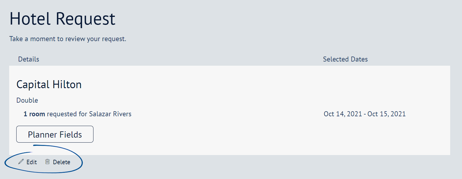 Modifying Hotel Requests in Your Event