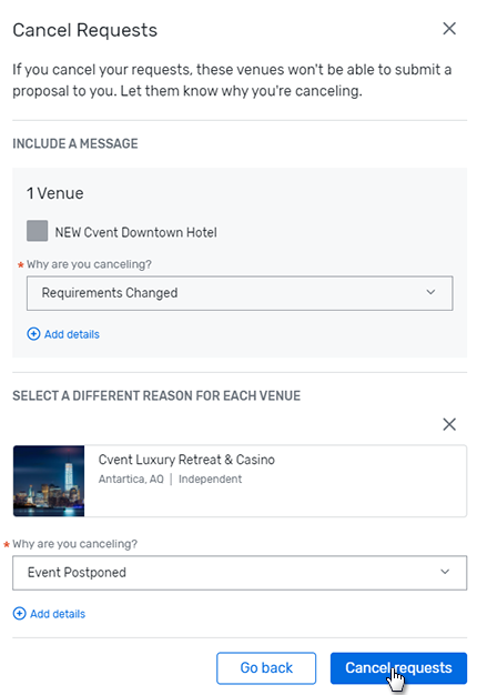 Cancelling an RFP in the New Sourcing Experience
