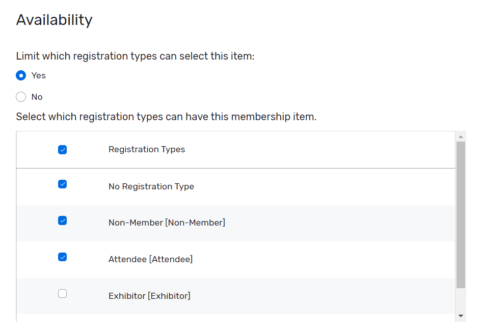 Adding Membership Items to Registration