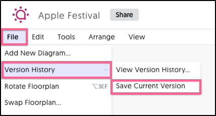 Saving Multiple Versions of Diagrams in Event Diagramming
