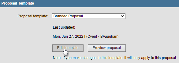 Proposal template prompt, with the "Edit template" option highlighted.