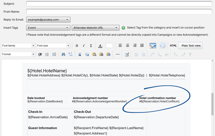 Data Transfer Rules for the Passkey MARSHA Integration