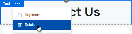 The Delete option is highlighted in the dropdown menu next to the widget type.