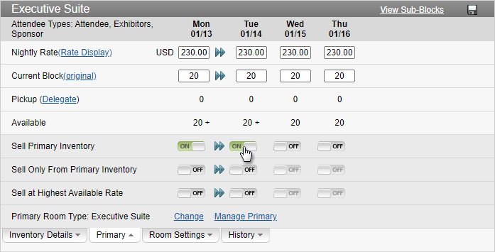 Enabling Primary Inventory in Your Event