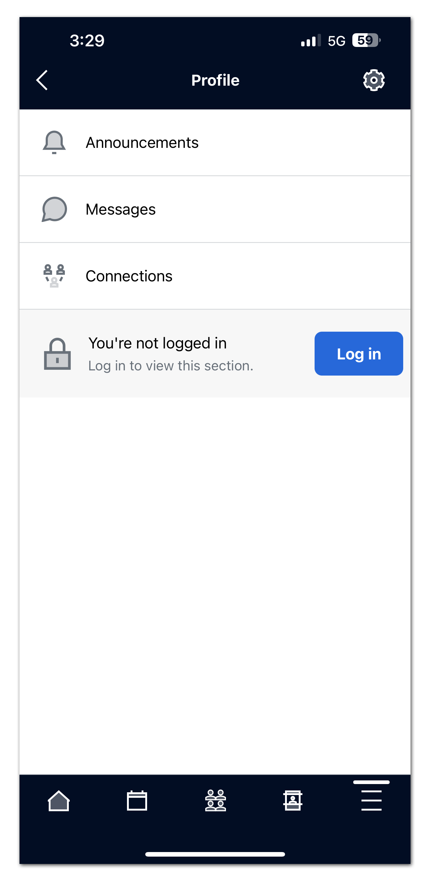 Image of profile page on event app on mobile.