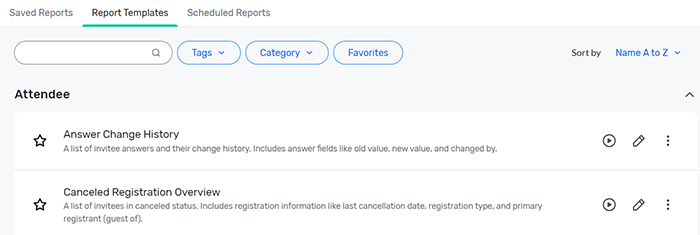Overview of the Report Templates tab with several reports listed.