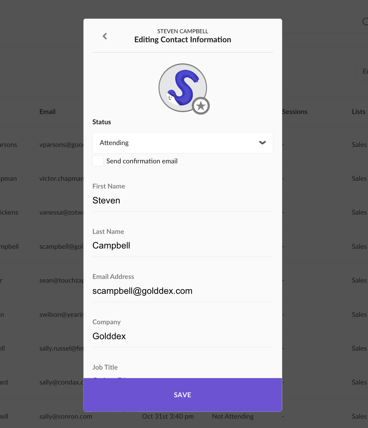 How do I edit an attendee's information?