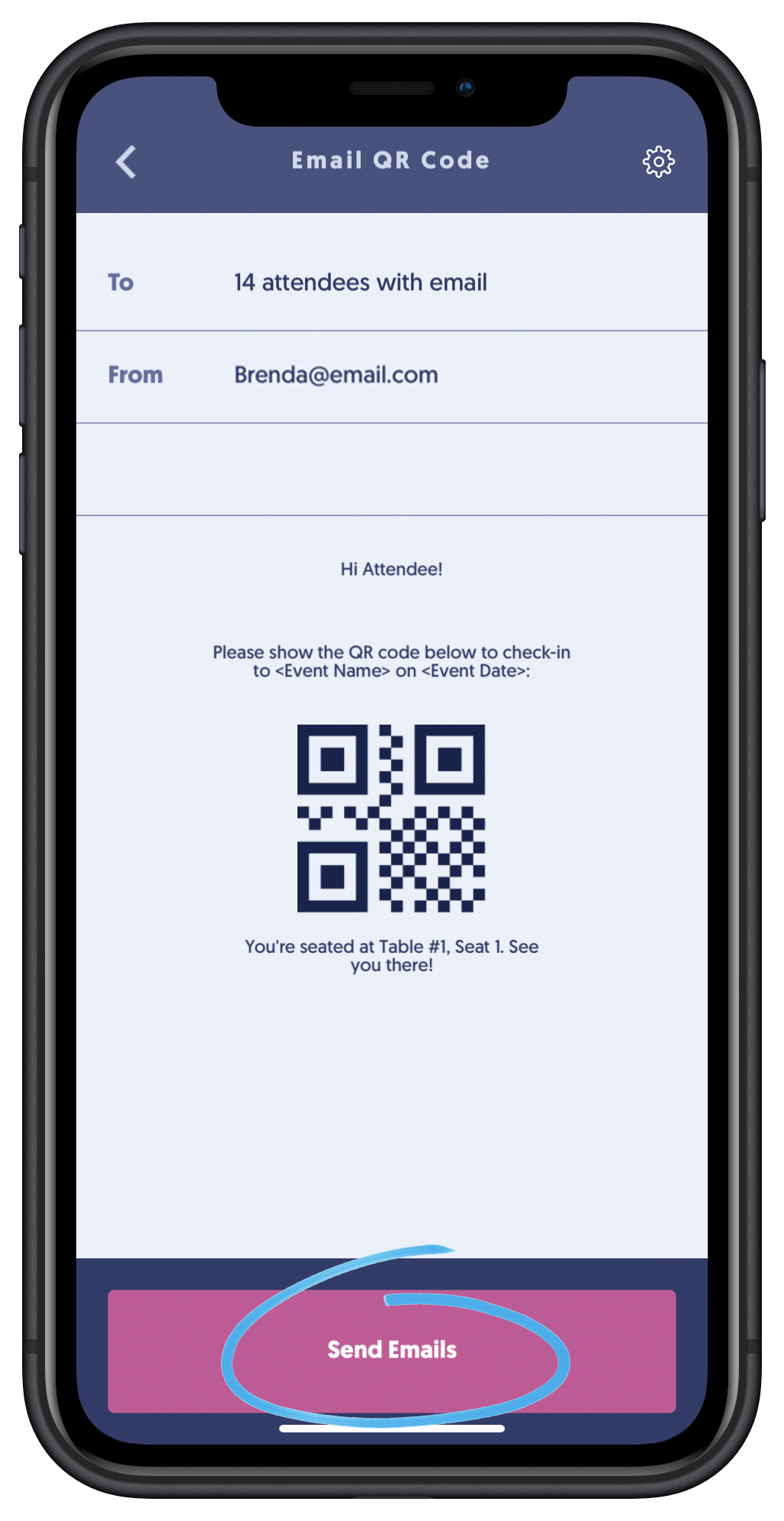 Sending QR Codes to Attendees through the Check-In App